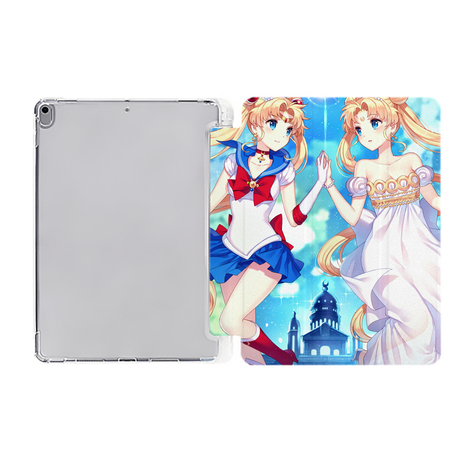 （画像用） 美少女戦士セーラームーン Sailor Moon IPad ケース ペン収納付き 三つ折りスタンド PUレザー×シリコン 対応機種9.5/10.5/10.9インチ